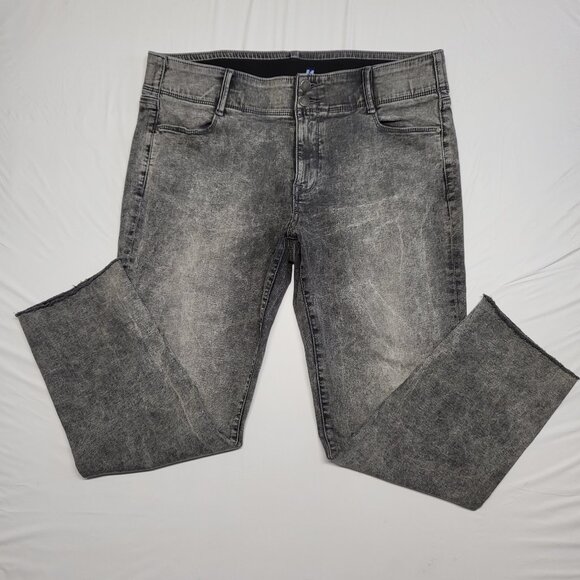Apt 9 Womens Jeans Straight Leg Size 16 Stretch Cut Off Hem Gray - Picture 1 of 15